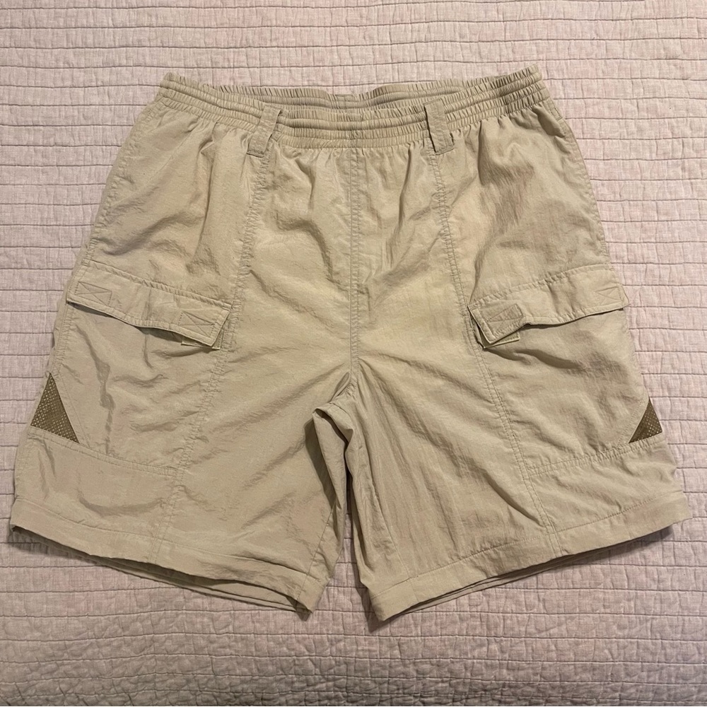 Columbia Men's PFG Cargo Shorts Beige Fishing FM8200 *Bottom Convertible Missing
